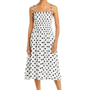 Line & Dot White/Black Dot Sunday Polka Dot Midi Dress